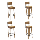 Banqueta Alta Cozinha 70cm Encosto Pé Madeira Kit 4 Barcelona