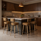 Banqueta Alta Cozinha 70cm Encosto Pé Madeira Kit 4 Barcelona