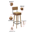 Banqueta Alta Cozinha 70cm Encosto Pé Madeira Kit 4 Barcelona