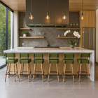 Banqueta Alta Cozinha 70cm Encosto Pé Madeira Kit 6 Barcelona