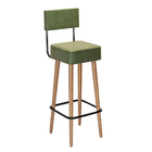 Banqueta Alta Cozinha 70cm Encosto Pé Madeira Kit 6 Barcelona