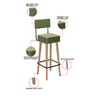 Banqueta Alta Cozinha 70cm Encosto Pé Madeira Kit 6 Barcelona