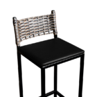 Banqueta Alta Cozinha Balcão Ratan Industrial Assento Estofad