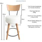 Banqueta Alta Cozinha Estofada Off-white Com Encosto Madeira