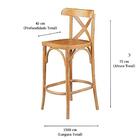 Banqueta Alta Cross Renar Madeira Maciça Cor Acácia Escovado