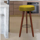 Banqueta Alta Dalia Decorativa Base Madeira Suede Amarelo - F