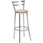 Banqueta Alta De Aluminio E Estofado Ba122 – Alegro Móveis. -