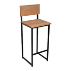 Banqueta Alta de Madeira e Aço com Encosto Milão 75cm Preto Metalnew