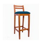 Banqueta Alta De Madeira Em Veludo Azul Myst