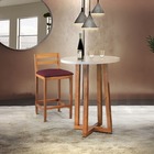 Banqueta Alta De Madeira Em Veludo Bordô Myst