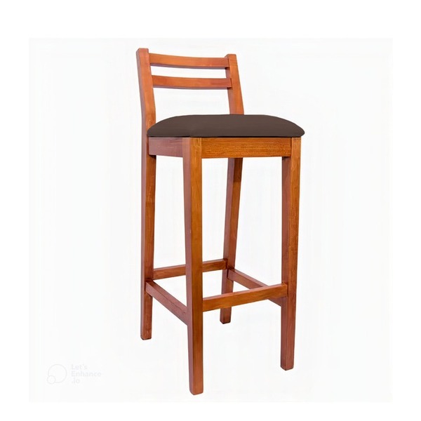 Banqueta Alta De Madeira Em Veludo Marrom Myst