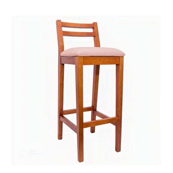 Banqueta Alta De Madeira Em Veludo Rose Myst