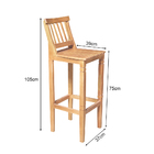 Banqueta Alta De Madeira Maciça Ripada Com Encosto Confort -