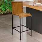 Banqueta Alta Diplomata Em Aço Carbono E Fibra Sintética