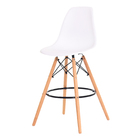 Banqueta Alta Eiffel Eames Branca Base Madeira