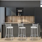 Banqueta Alta Em Aço Com Encosto  Cromado