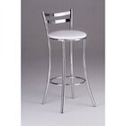 Banqueta Alta Em Aço Com Encosto  Cromado