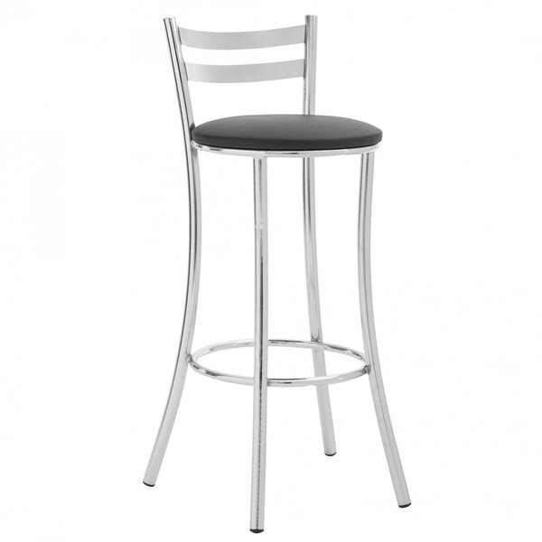 Banqueta Alta Em Aço Com Encosto  Cromado