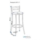 Banqueta Alta Em Aço Com Encosto  Cromado