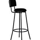 Banqueta Alta Em Aço Tubular Redondo Com Encosto Preto