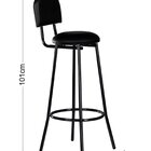 Banqueta Alta Em Aço Tubular Redondo Com Encosto Preto