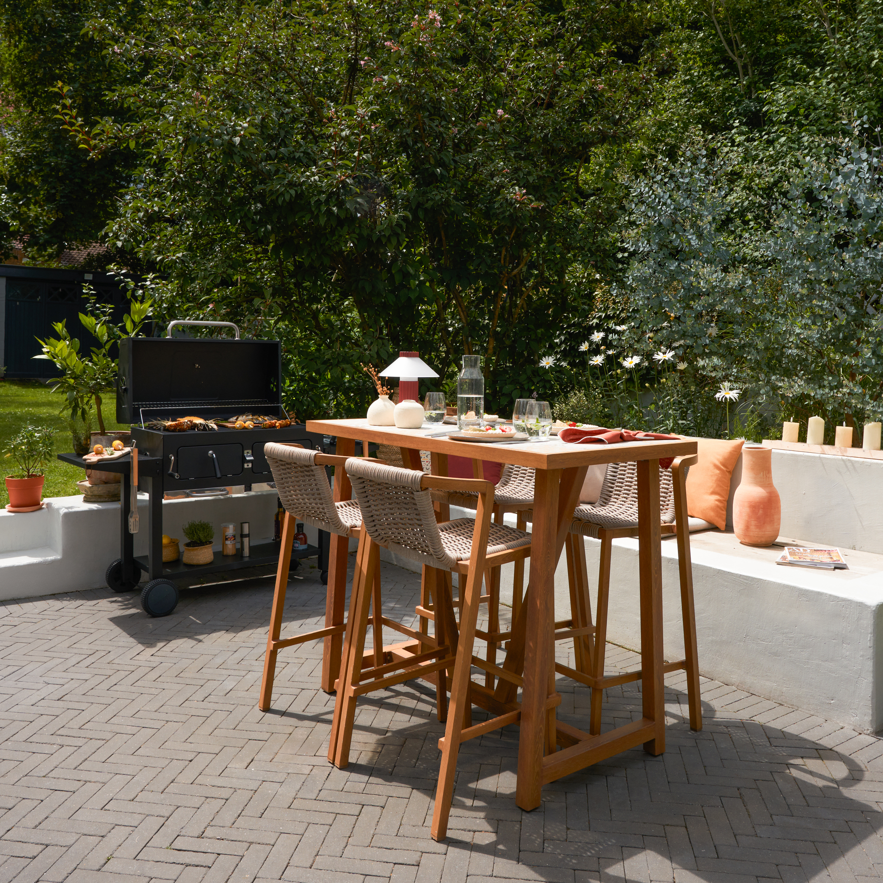 Banqueta Alta em Alumínio 95cm Amadeirado Gaia Naterial