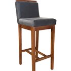 Banqueta Alta Em Madeira Maciça Libéria  Pinhão/cinza