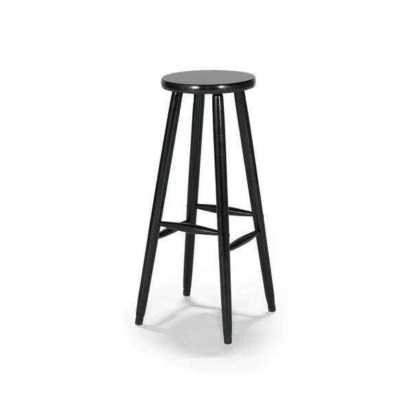 Banqueta Alta Em Madeira Sem Encosto Forte - Preto