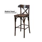 Banqueta Alta Em Madeira Tauari - Castanho Envelhecido