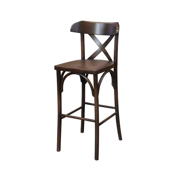 Banqueta Alta Em Madeira Tauari - Castanho Envelhecido