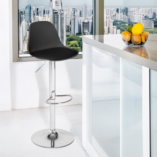 Banqueta Alta Estofada Com Base Giratória E Regulagem De Altu