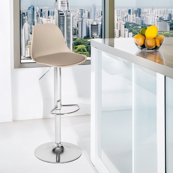 Banqueta Alta Estofada Com Base Giratória E Regulagem De Altu