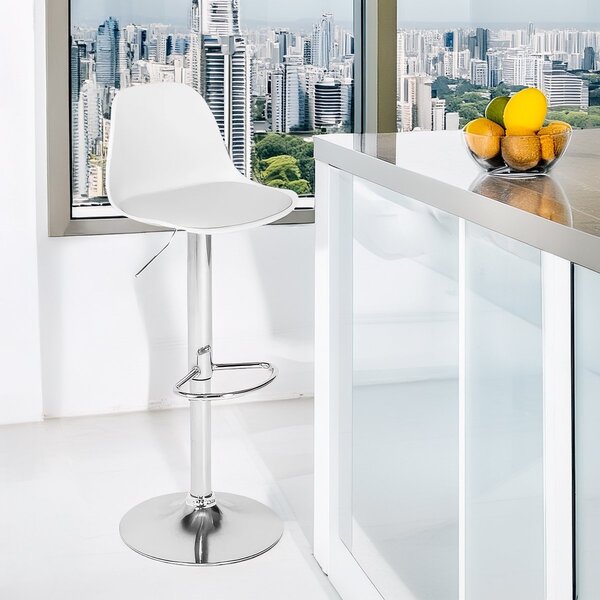 Banqueta Alta Estofada Com Base Giratória E Regulagem De Altu