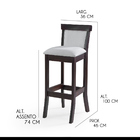 Banqueta Alta Estofada Com Encosto Mônaco 36 X 100 Cm Madeira