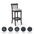 Banqueta Alta Estofada Com Encosto Mônaco 36 X 100 Cm Madeira