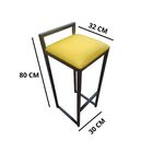 Banqueta Alta Estofada Estrutura De Ferro Amarelo