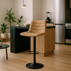 Banqueta Alta Estofado Com Encosto Para Cozinha Balcão Bistrô