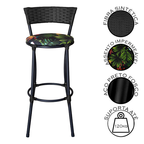 Banqueta Alta Forts Aço Carbono E Fibra Sintética Acesse Móve