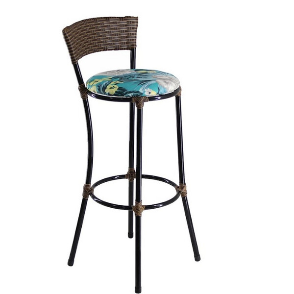 Banqueta Alta Forts com Encosto Aço Carbono e Fibra Sintética