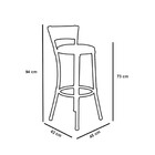 Banqueta Alta Forts com Encosto Aço Carbono e Fibra Sintética