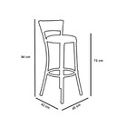 Banqueta Alta Forts com Encosto Aço Carbono e Fibra Sintética