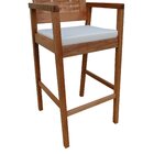 Banqueta Alta Garden Madeira Maciça Assento Estofado Encosto