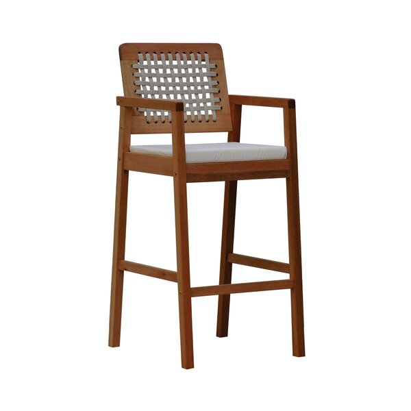 Banqueta Alta Garden Madeira Maciça Assento Estofado Encosto