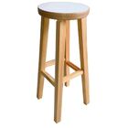 Banqueta Alta Hardman Assento Redondo Madeira Natural Tampo M