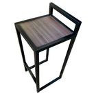 Banqueta Alta Industrial Com Encosto Em Mdf Amadeirado E Ferr