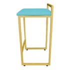 Banqueta Alta Industrial Pietra Suede Azul Turquesa Base Dour