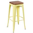 Banqueta Alta Iron Tolix Com Assento De Madeira Canela - Amar