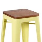 Banqueta Alta Iron Tolix Com Assento De Madeira Canela - Amar