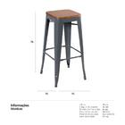 Banqueta Alta Iron Tolix Com Assento De Madeira Canela - Cinz