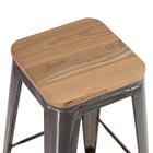 Banqueta Alta Iron Tolix Com Assento De Madeira - Industrial